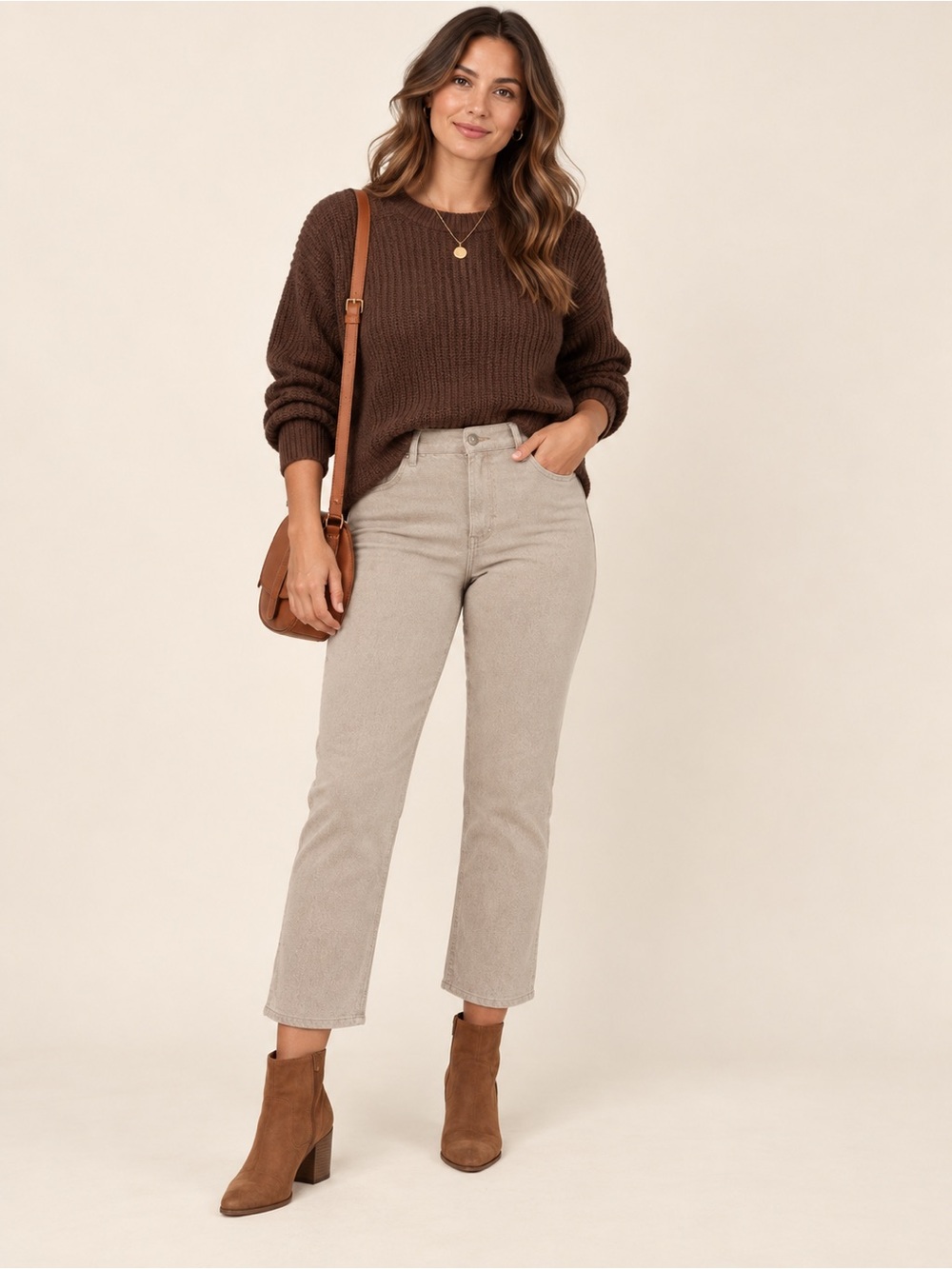 Blank NYC Beige Khaki Cropped High Rise Straight Leg Jeans 14 / 34